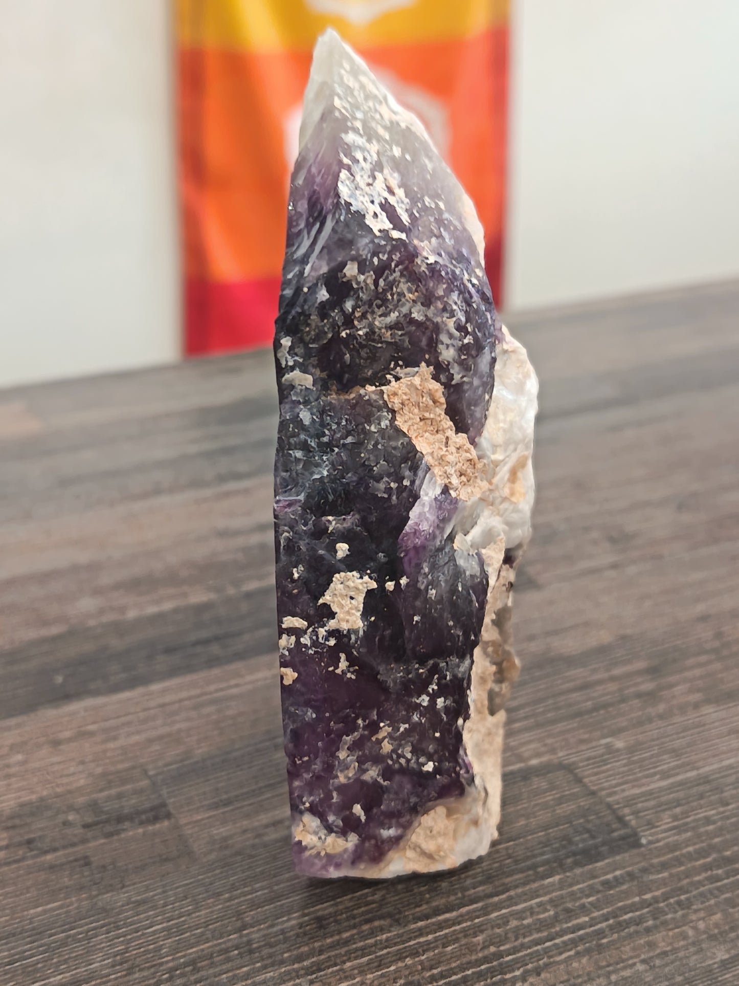 Purple Fluorite Half Raw Half Polished Tower