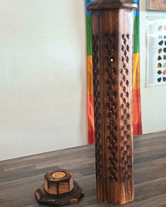 ASH WOODEN  INCENSE AND  CONE TOWER