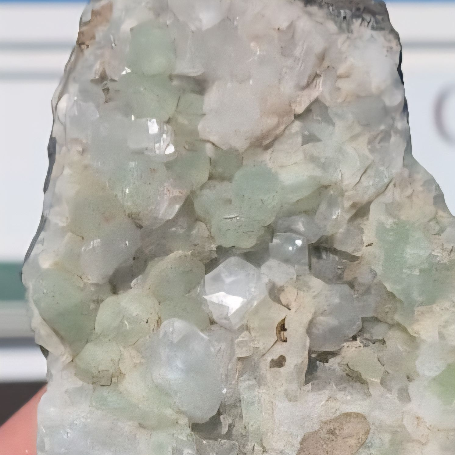 PREHNITE IN QUARTZ CLUSTER 13CM