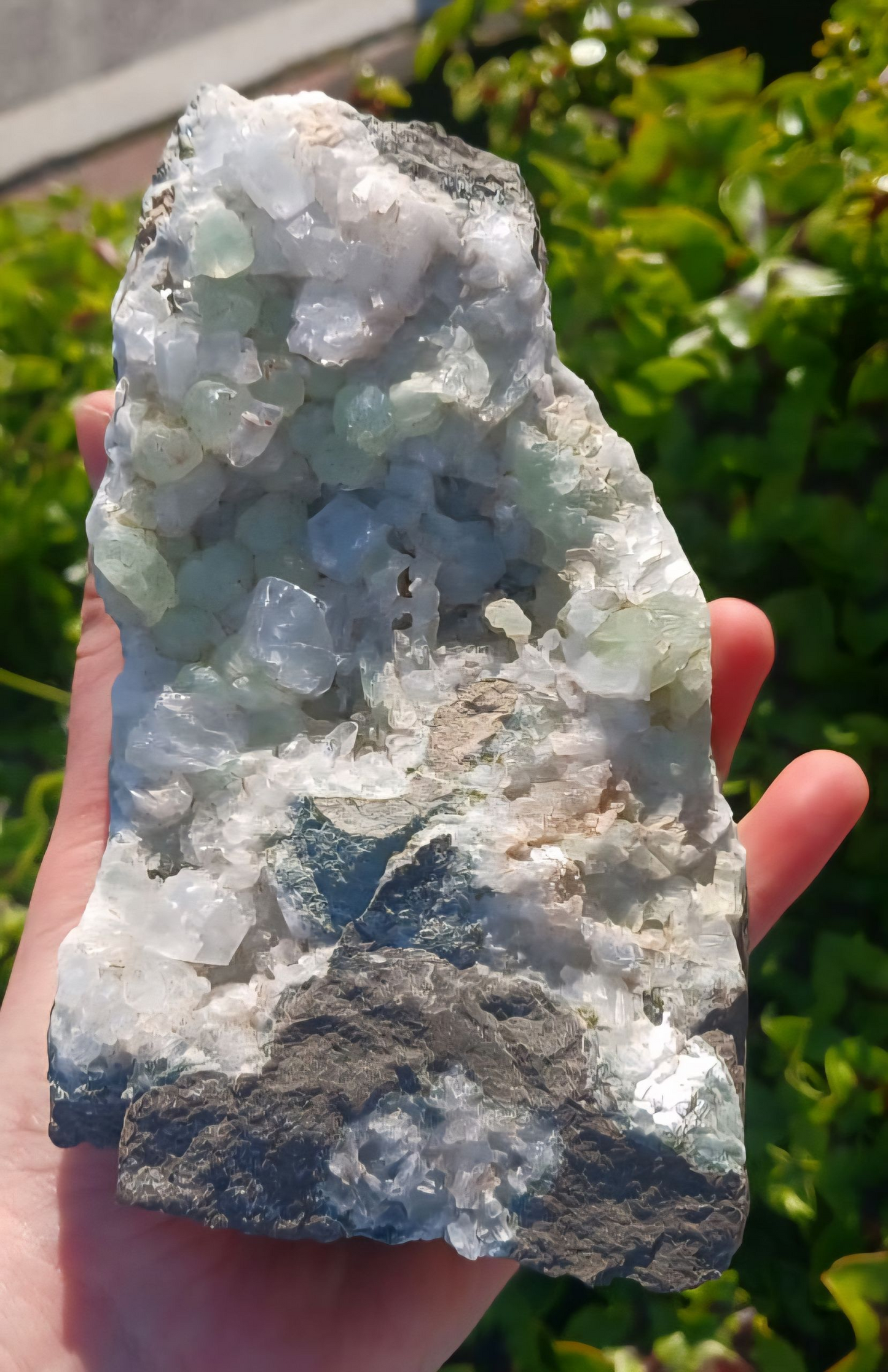 PREHNITE IN QUARTZ CLUSTER 13CM