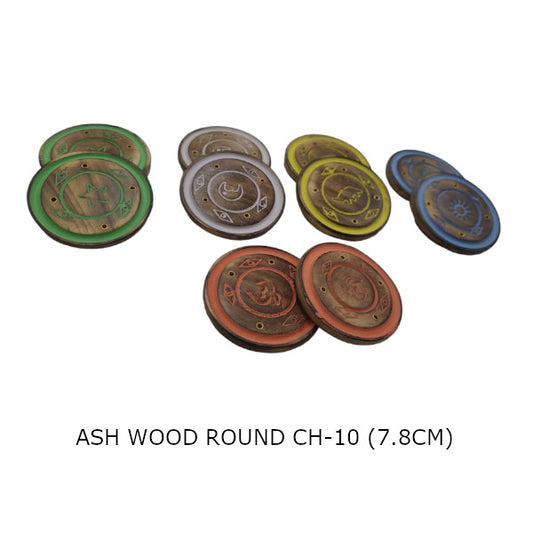 FLAT  ROUND INCENSE WOODEN HOLDER