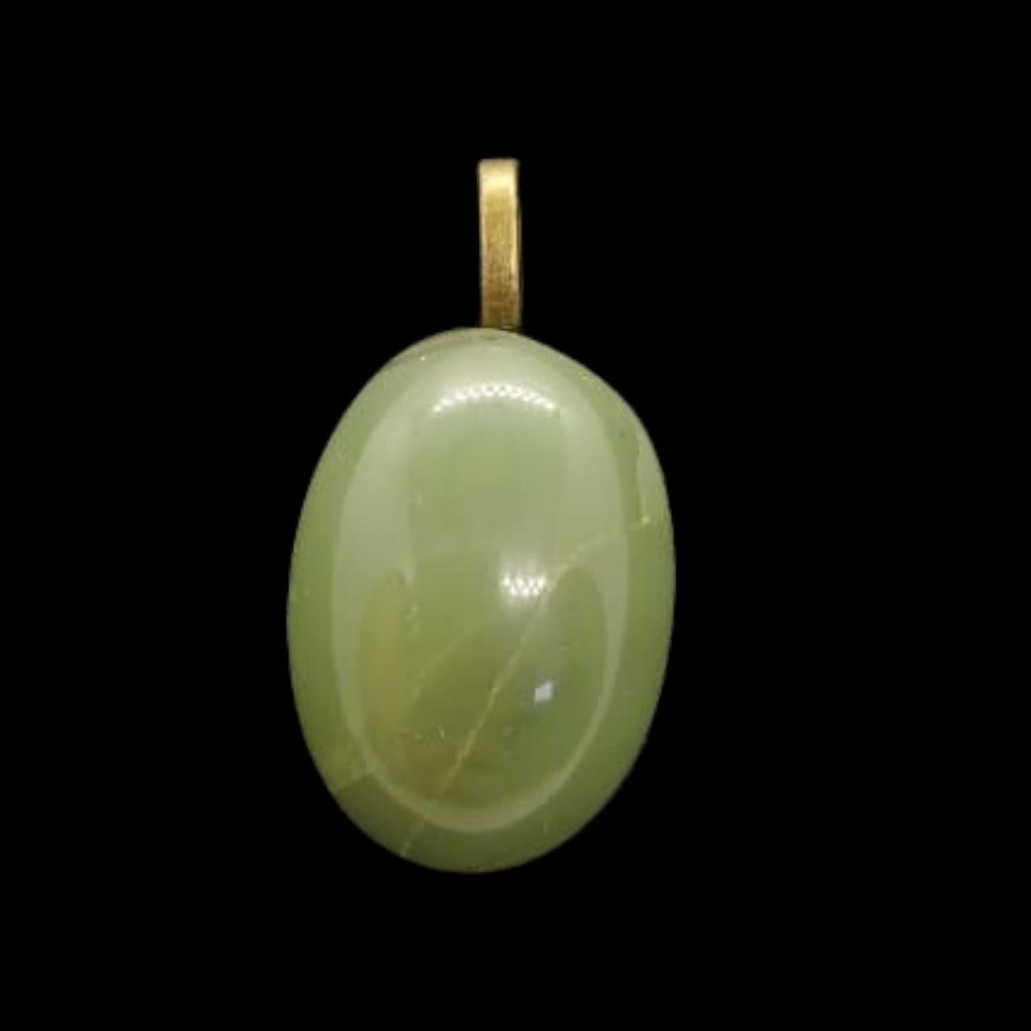 JADE CABOCHON WITH  BRASS BAIL