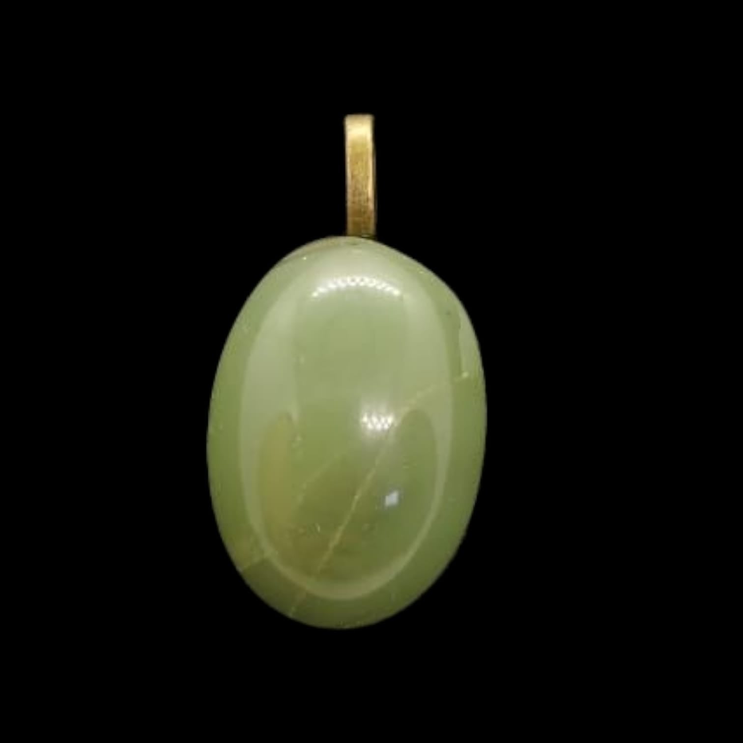 JADE CABOCHON WITH  BRASS BAIL
