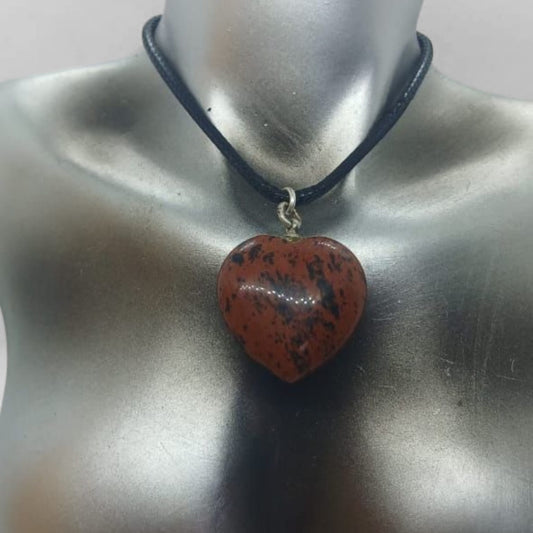 MAHOGANY OBSIDIAN HEART PENDANT NECKLACE