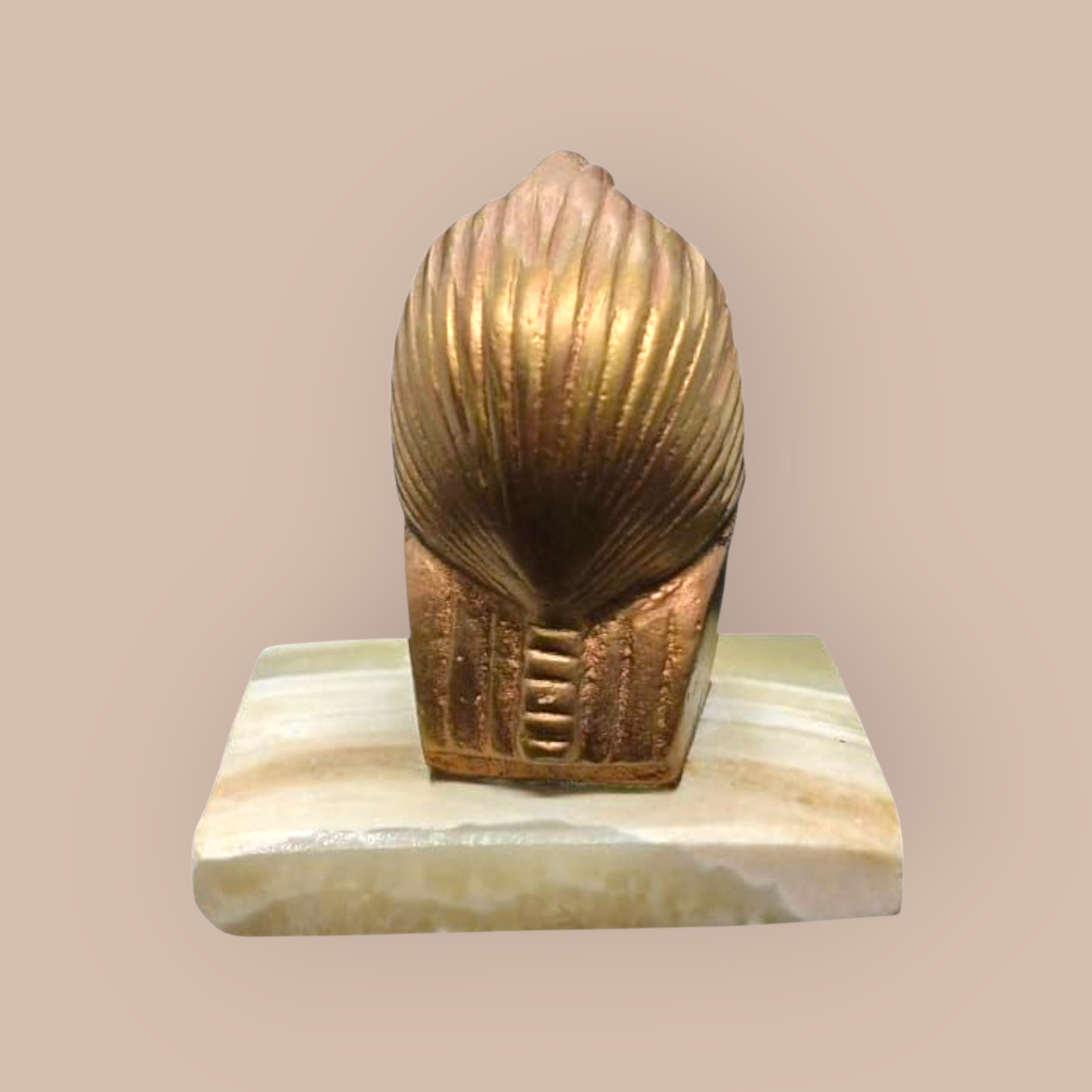 EGYPTIAN HEAD PEWTER ON MARBLE