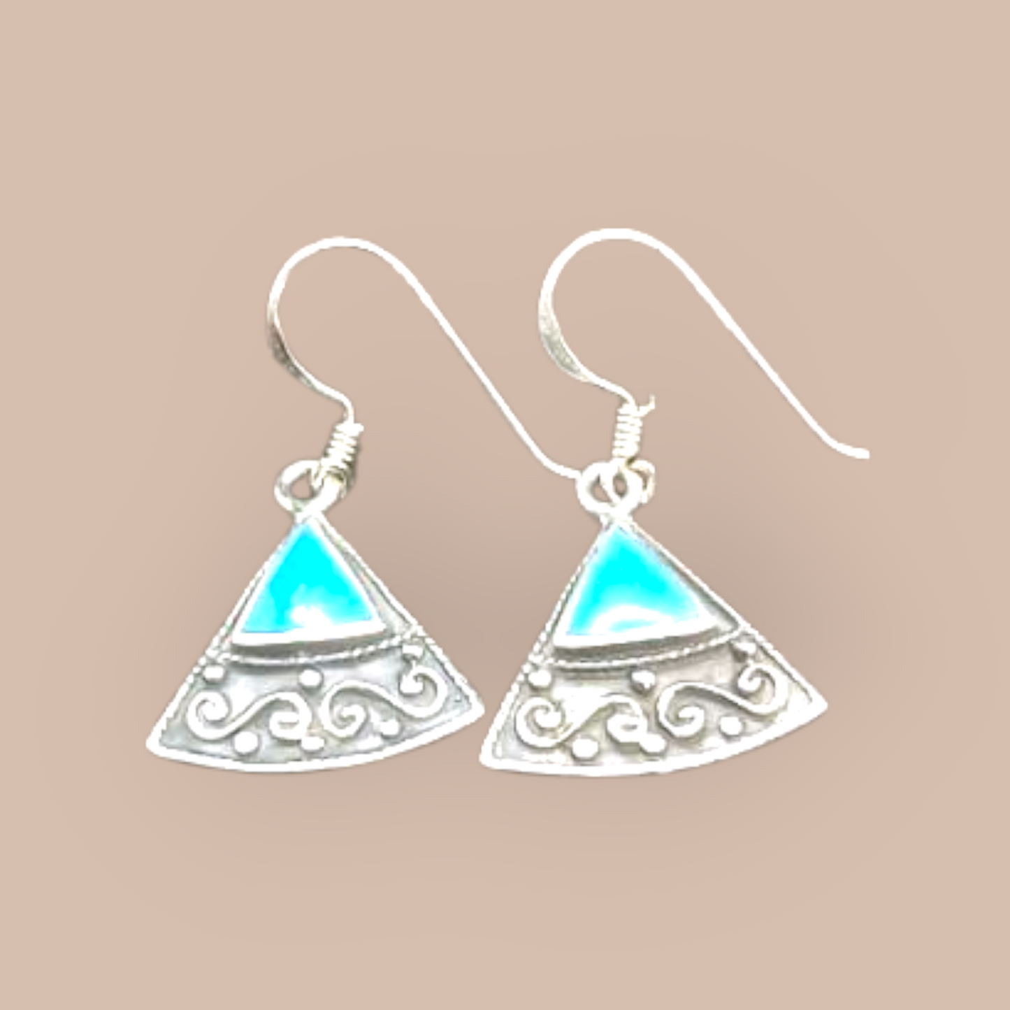 STERLING SILVER BLUE TRIANGLE EARRINGS 