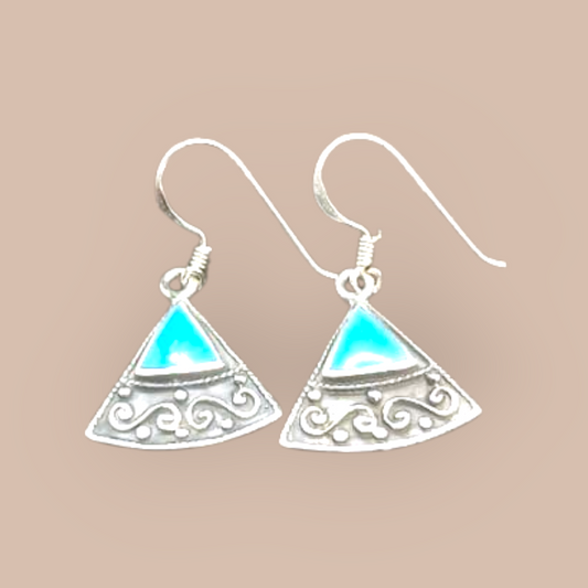 STERLING SILVER BLUE TRIANGLE EARRINGS 