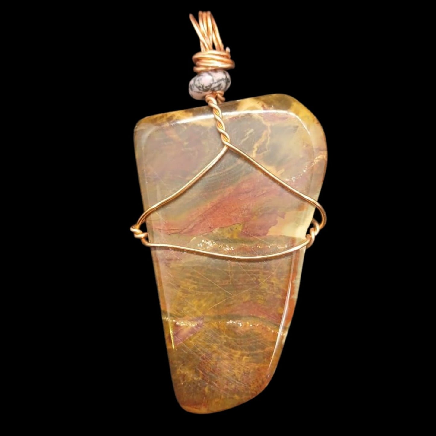 PETRIFIED WOOD AUS COPPER WIRE WRAPPED PENDANT