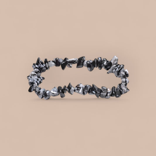 BRACELET SNOWFLAKE OBSIDIAN CHIPS