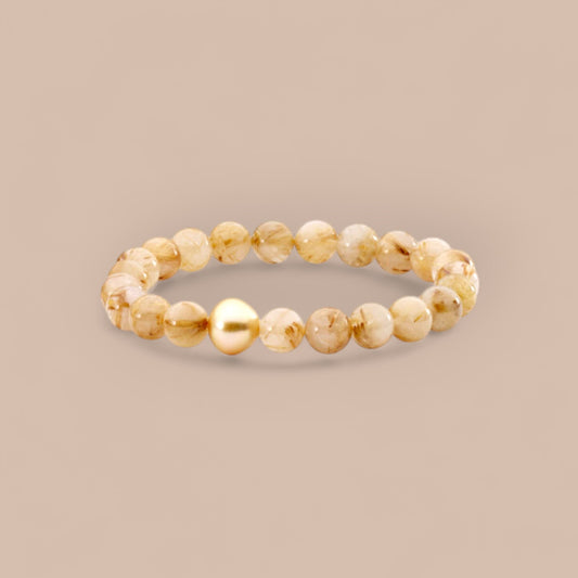 RUTILATED QUARTZ BRACELET 8CM BEADS