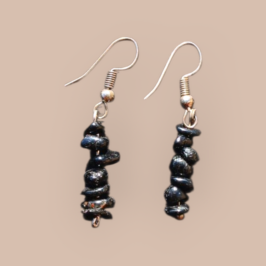 BLACK OBSIDIAN CHIPS EARRINGS 