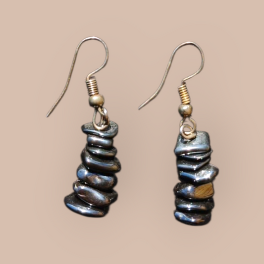 HEMATITE CHIPS EARRINGS 
