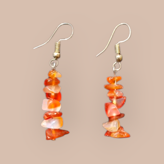 CARNELIAN CHIPS EARRINGS 