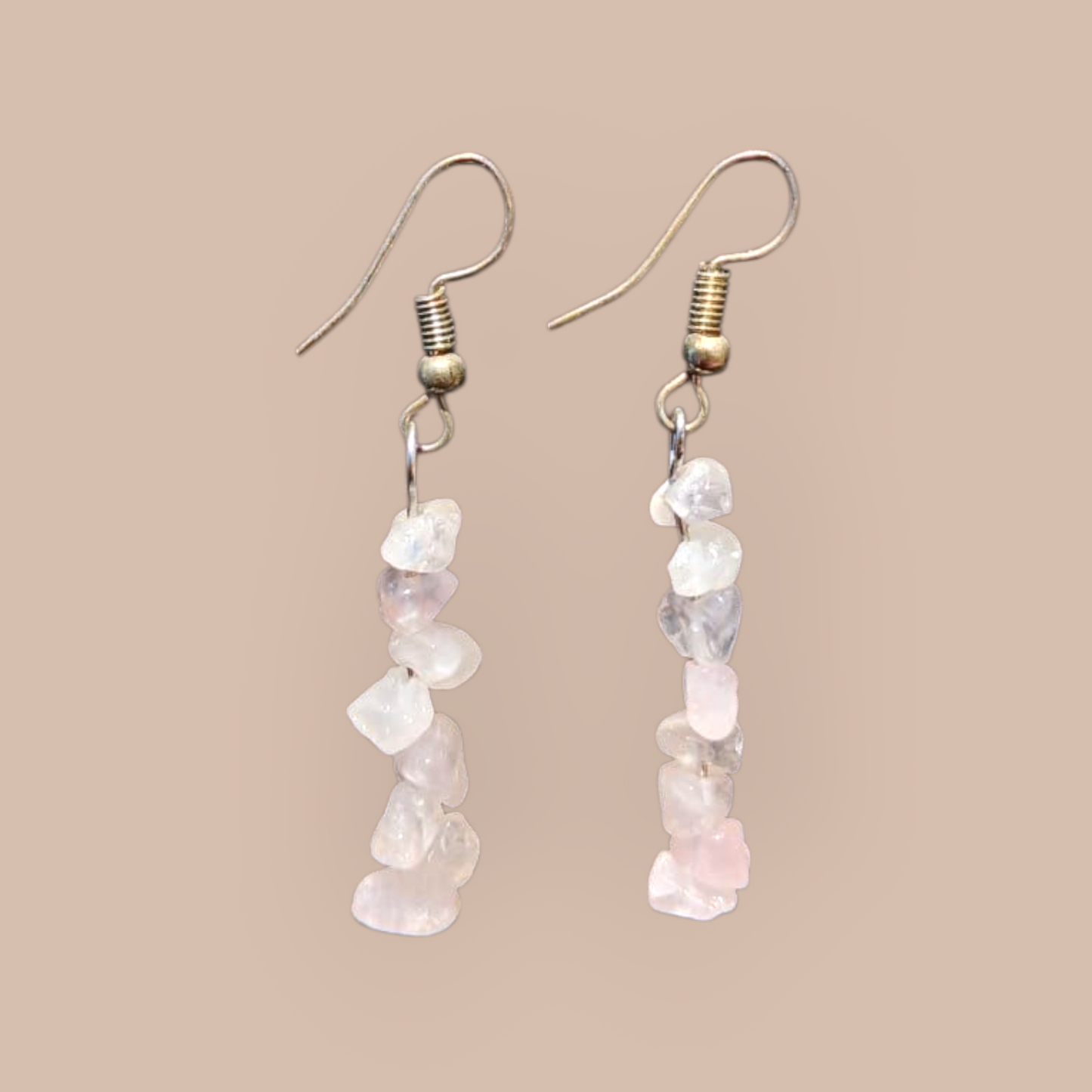 ROSE QUARTZ CHIPS EARRINGS 