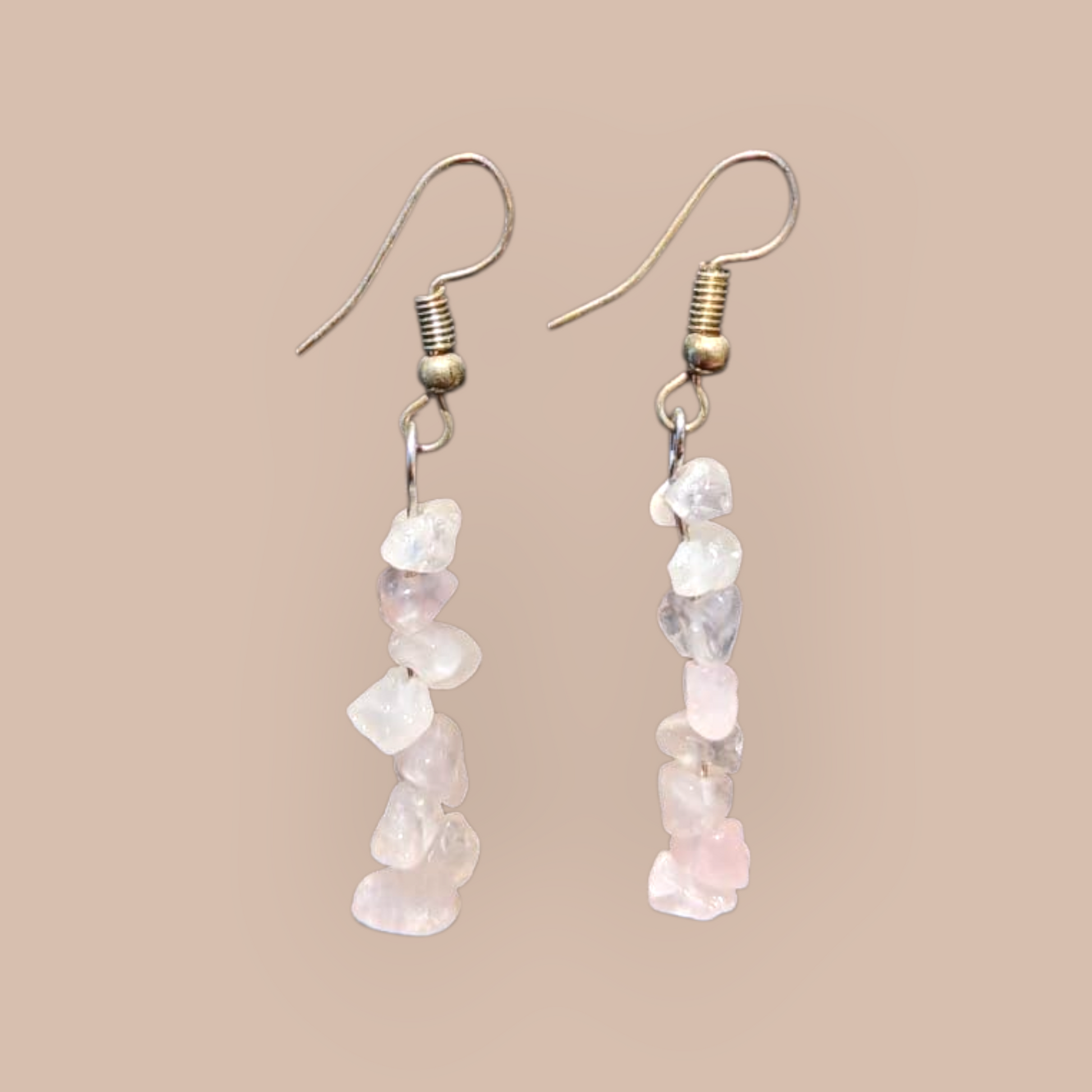 ROSE QUARTZ CHIPS EARRINGS 