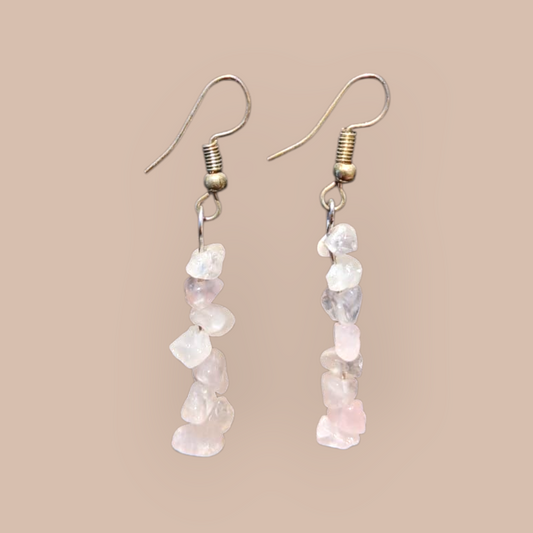 ROSE QUARTZ CHIPS EARRINGS 