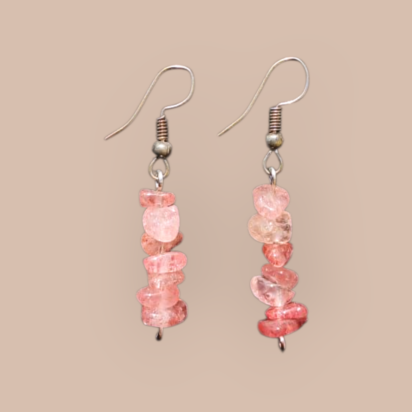 STRAWBERRY QUARTZ CHIPS EARRINGS 