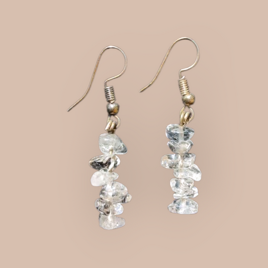 CLEAR QUARTZ CHIPS EARRINGS 