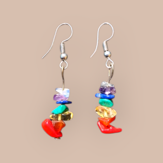 CHAKRA GEMSTONE CHIP EARRINGS 