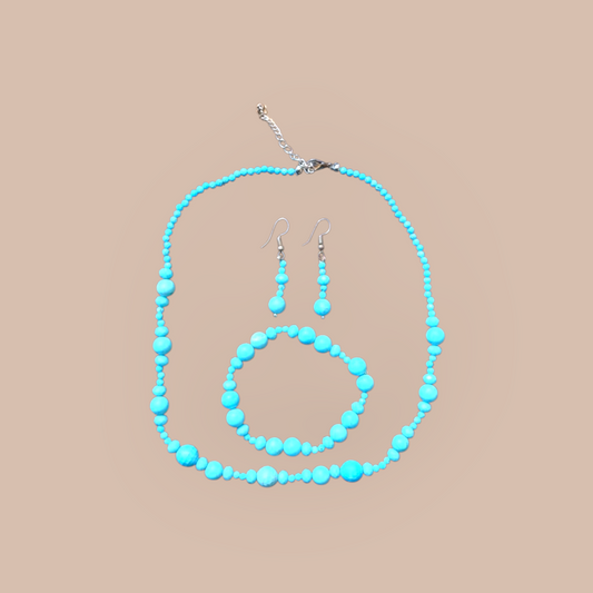 IMITATION TURQOUISE BEAD JEWELLERY SET