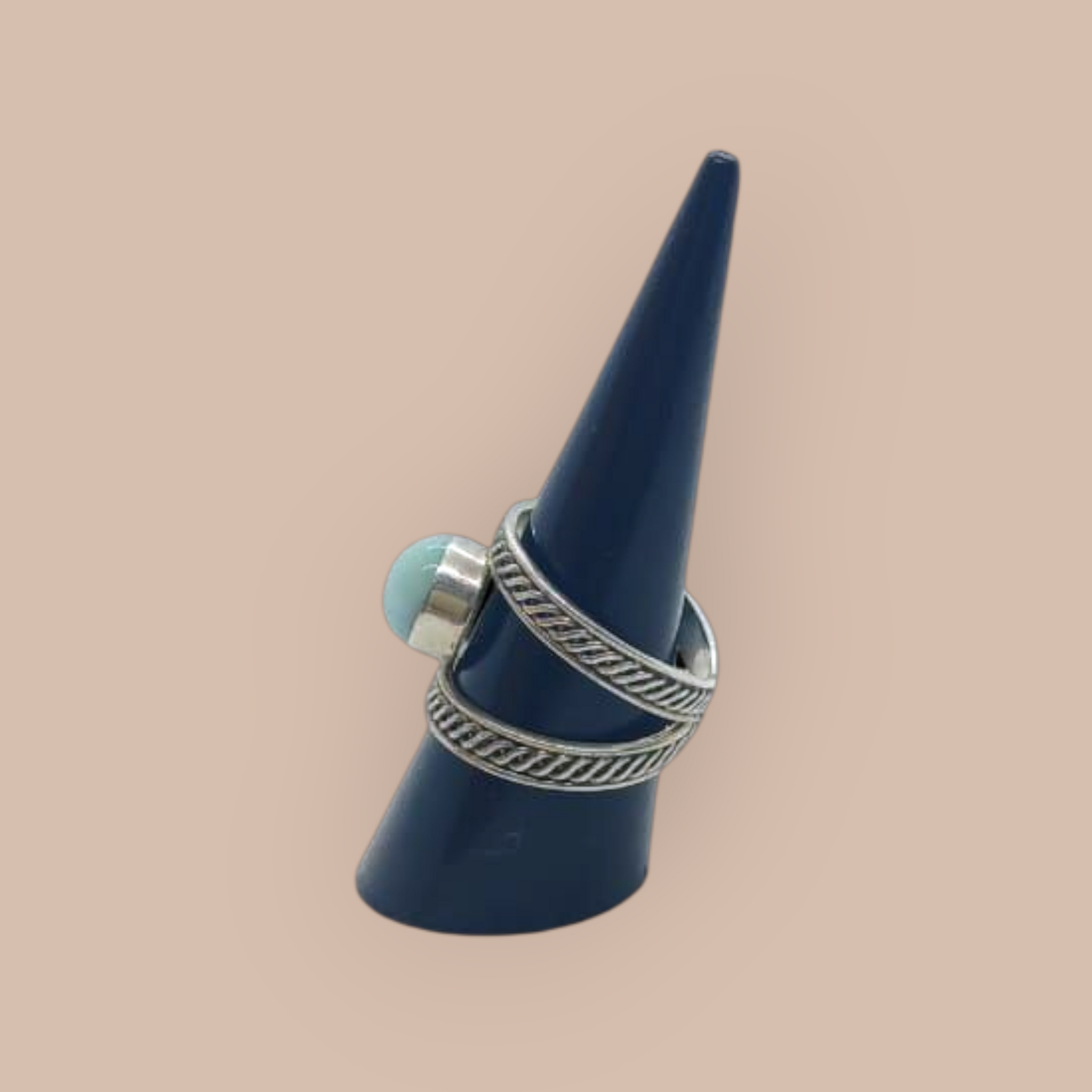 STERLING SILVER LARIMAR RING 