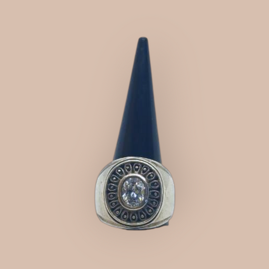 STERLING SILVER CHUNKY ZIRCONIA  RING 