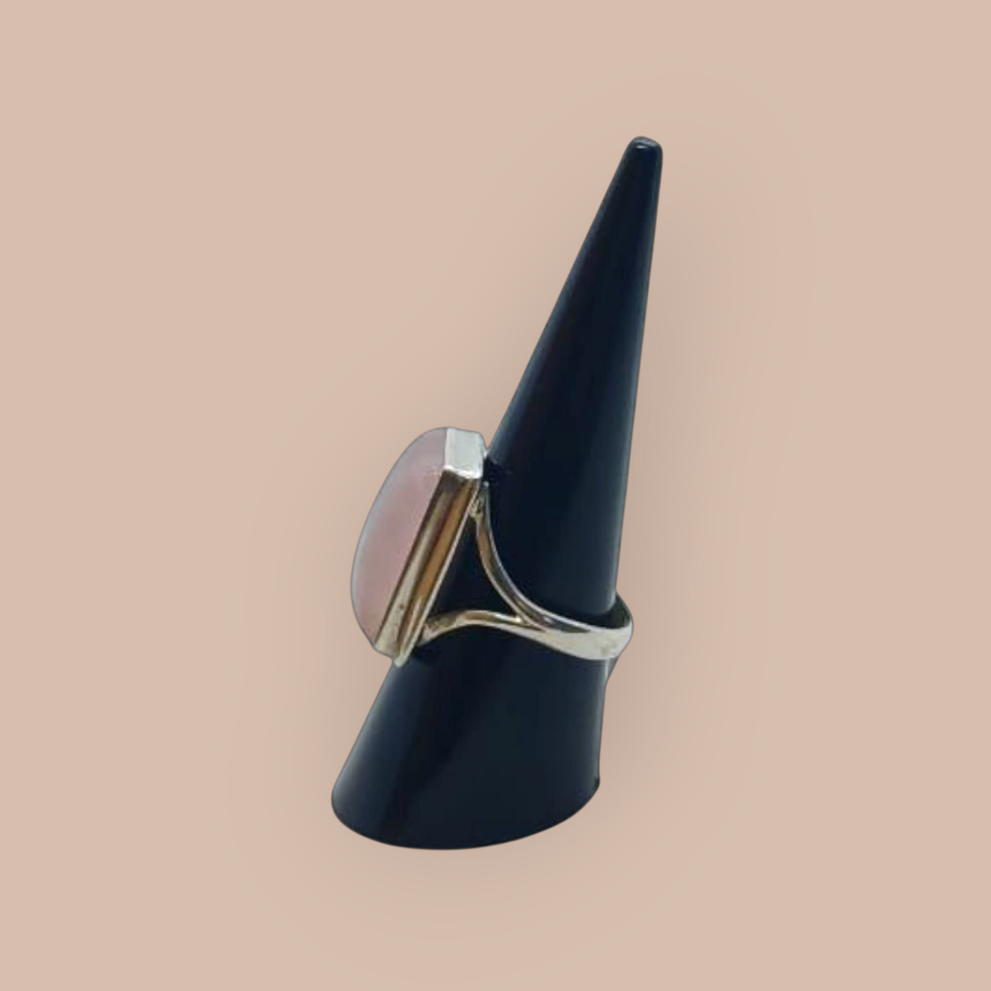 STERLING SILVER ROSE QUARTZ SQUARE RING