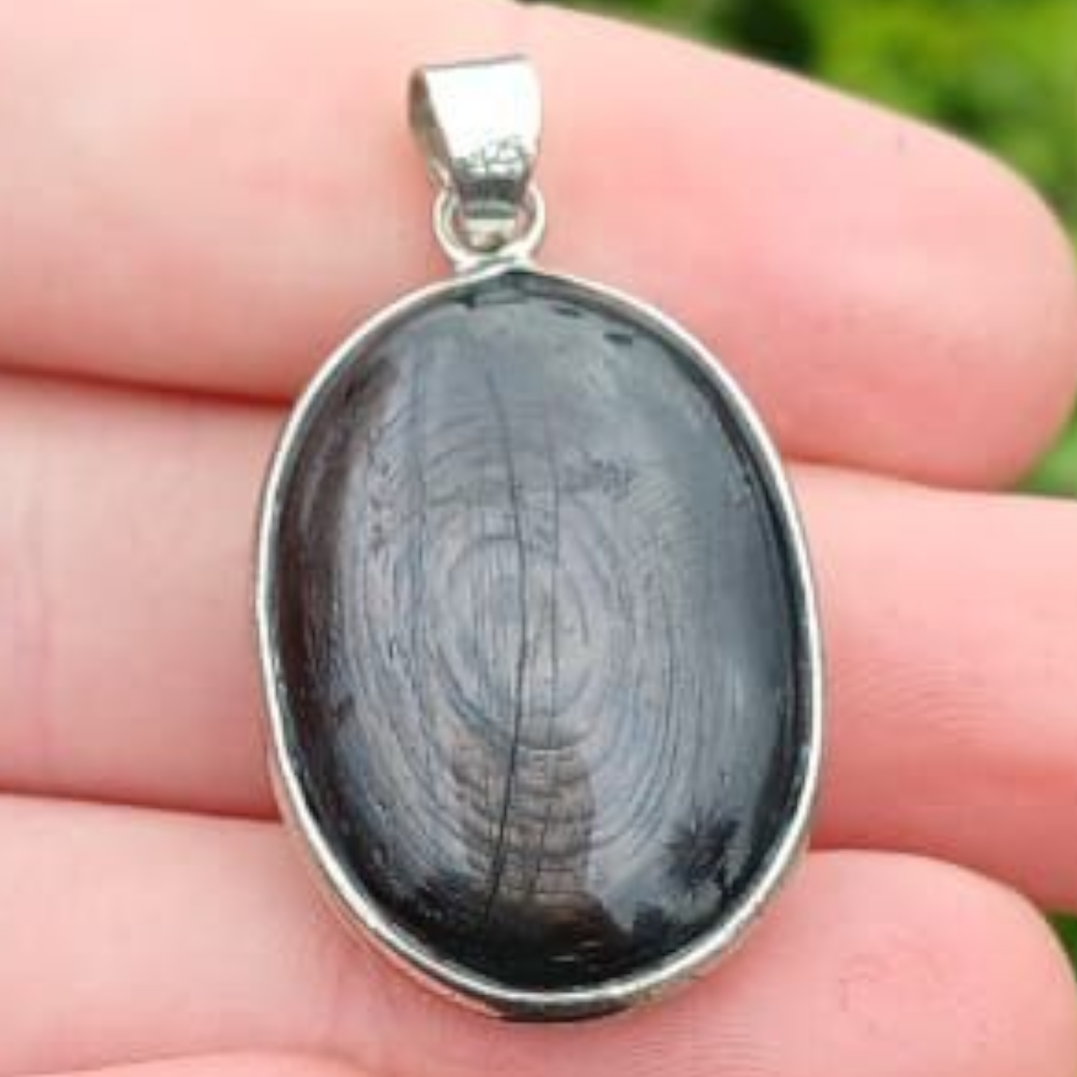 STERLING SILVER HYPERSTENE PENDANT