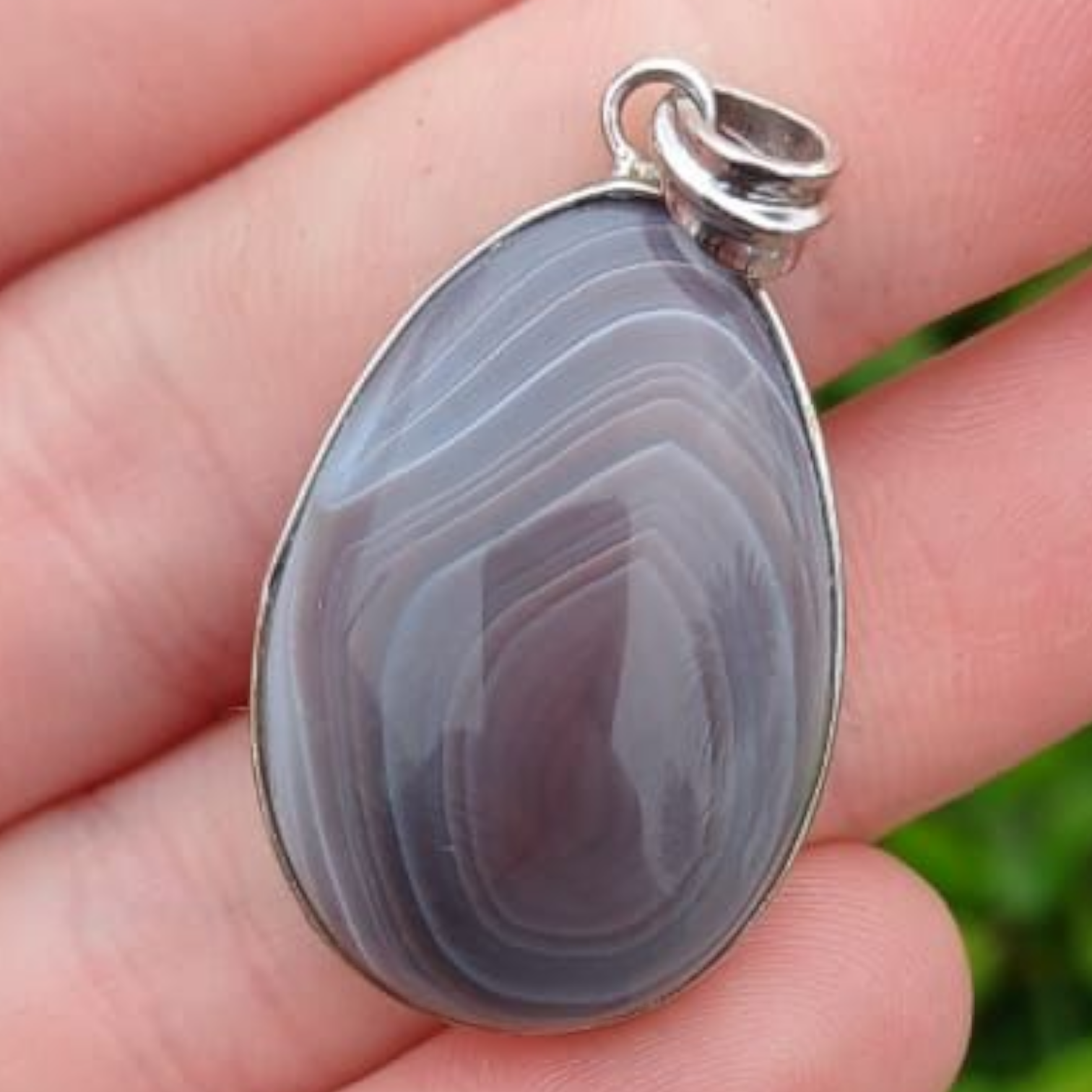 STERLING SILVER AGATE PENDANT 
