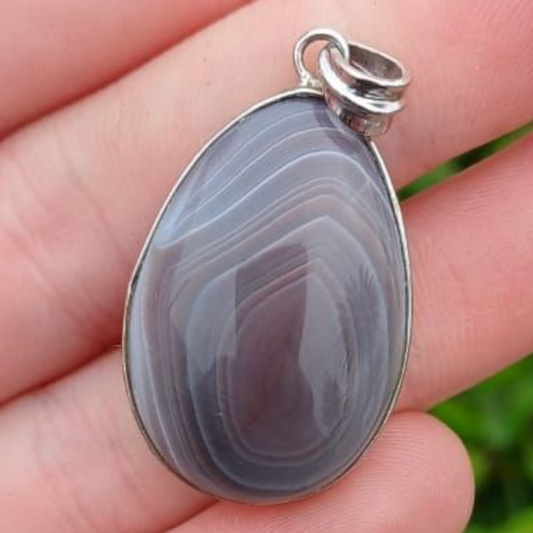 STERLING SILVER AGATE PENDANT 