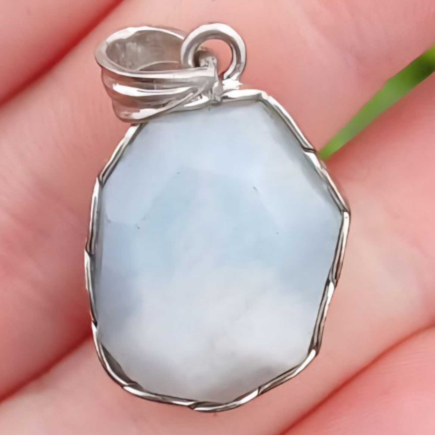 STERLING SILVER AQUAMARINE PENDANT 