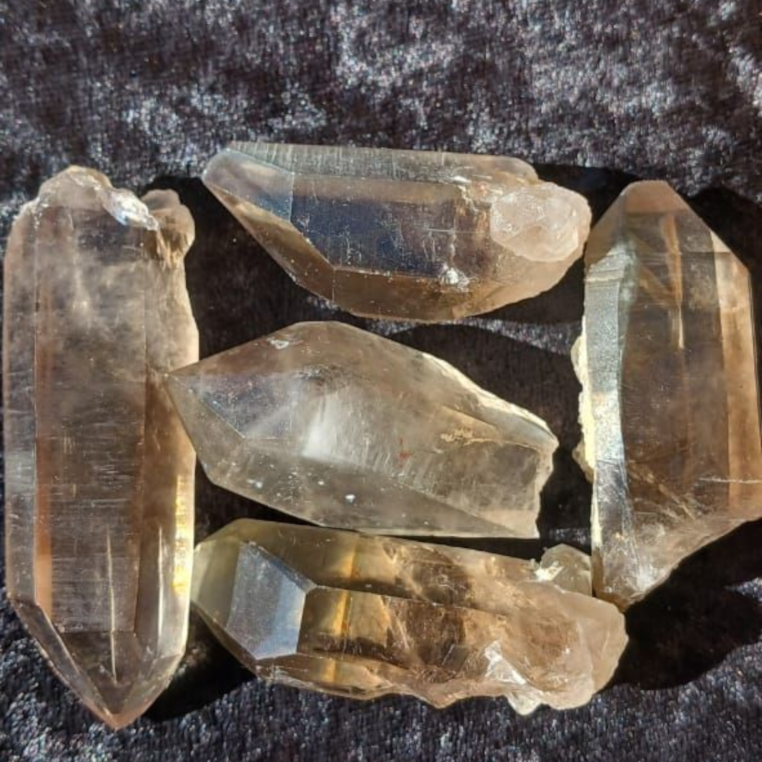 SMOKEY QUARTZ POINTS WITH WINDOW TERMINATIONS 