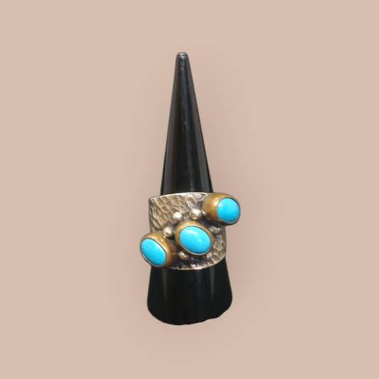 STERLING SILVER IMITATION TURQOUISE RING