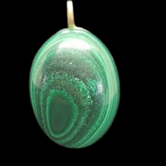 MALACHITE CABOCHON PENDANT WITH BRASS BAIL