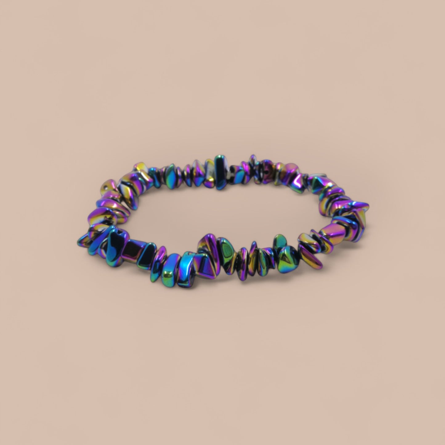 BRACELET HEMATITE RAINBOW CHIPS