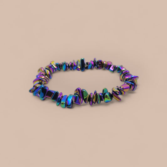 BRACELET HEMATITE RAINBOW CHIPS