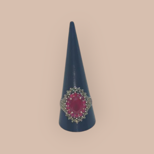 STERLING SILVER RUBY RING 