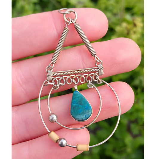 STERLING SILVER CHRYSOCOLLA PENDANT 