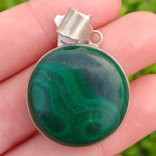 STERLING SILVER MALACHITE PENDANT 