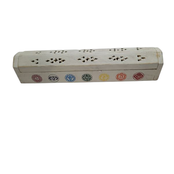 ASH  BOX WOODEN WHITE CHAKRA 