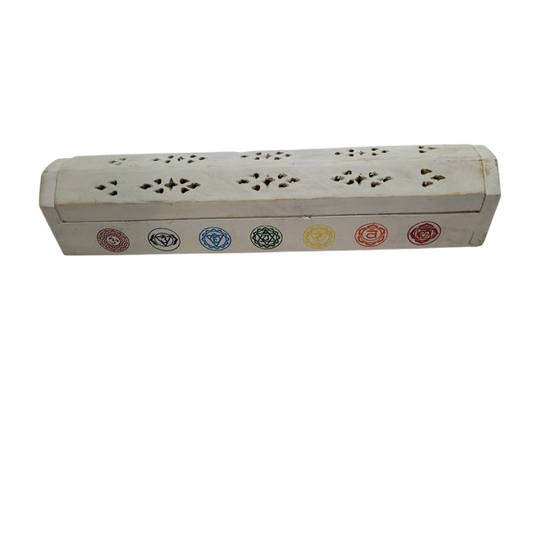 ASH  BOX WOODEN WHITE CHAKRA 