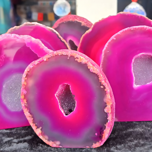 PINK AGATE GEODE WITH BASE
