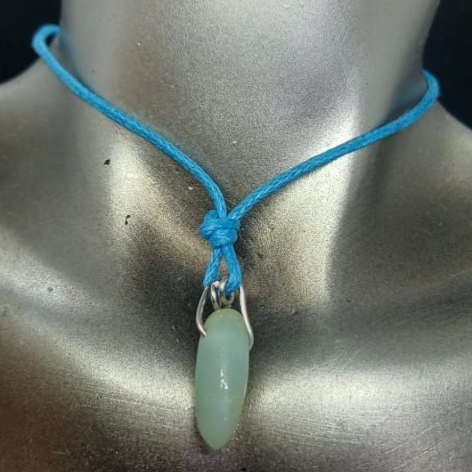 AMAZONITE WIRE WRAP PENDANT NECKLACE 