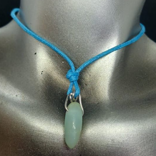 AMAZONITE WIRE WRAP PENDANT NECKLACE 