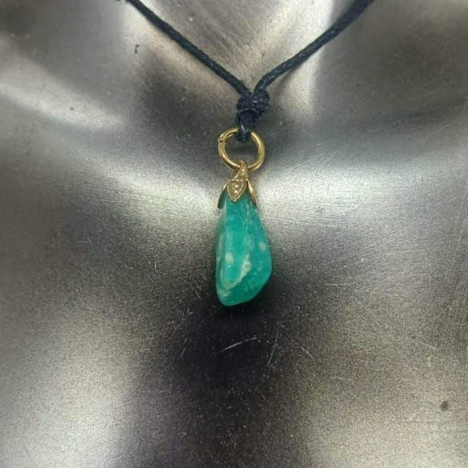 AMAZONITE GOLD PLATED BAIL PENDANT NECKLACE 