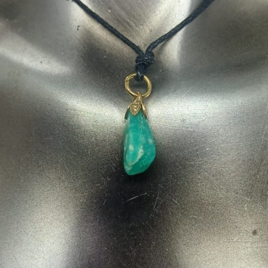 AMAZONITE GOLD PLATED BAIL PENDANT NECKLACE 
