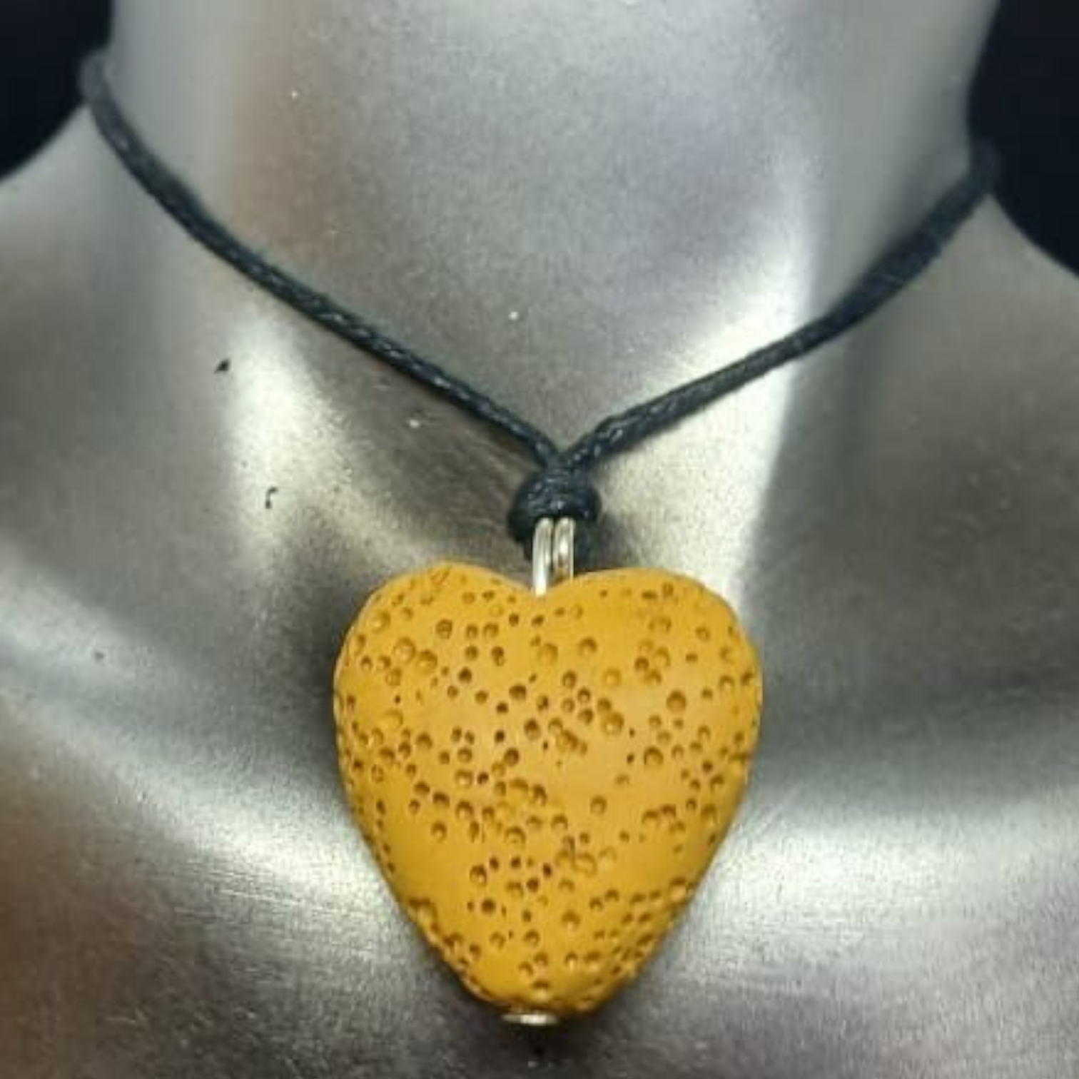YELLOW DIFFUSER HEART PENDANT NECKLACE 