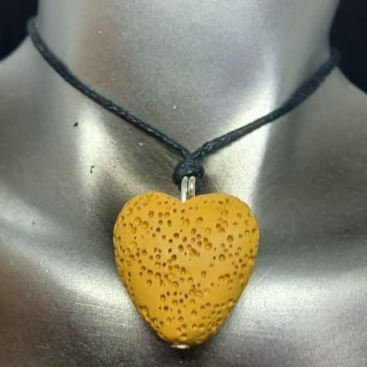 YELLOW DIFFUSER HEART PENDANT NECKLACE 