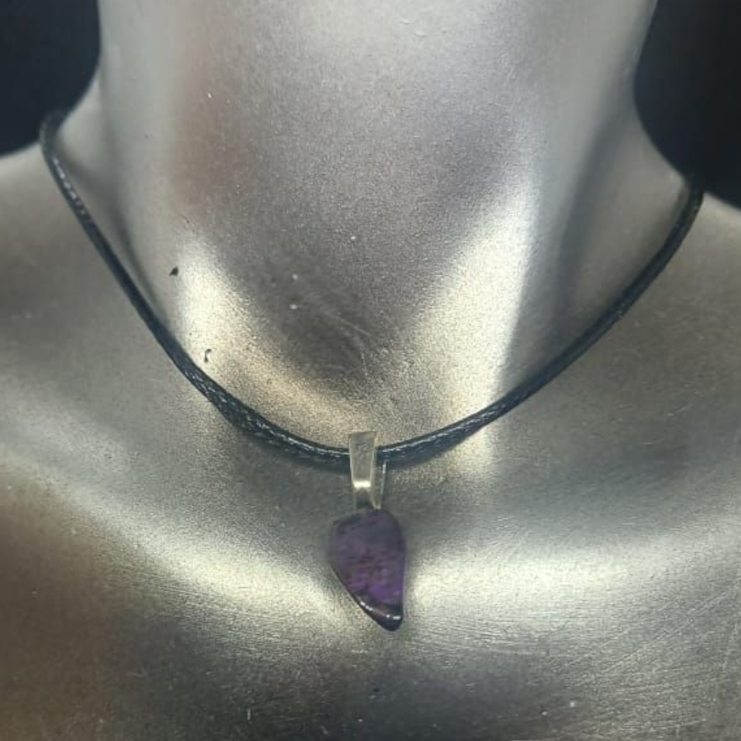 SUGILITE SILVER PLATED BAIL PENDANT NECKLACE 
