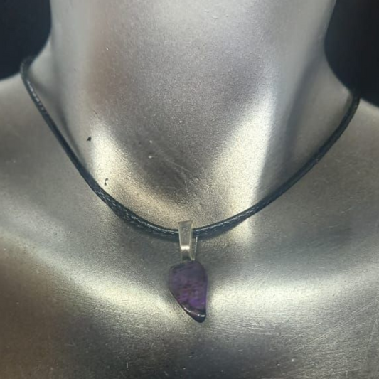 SUGILITE SILVER PLATED BAIL PENDANT NECKLACE 